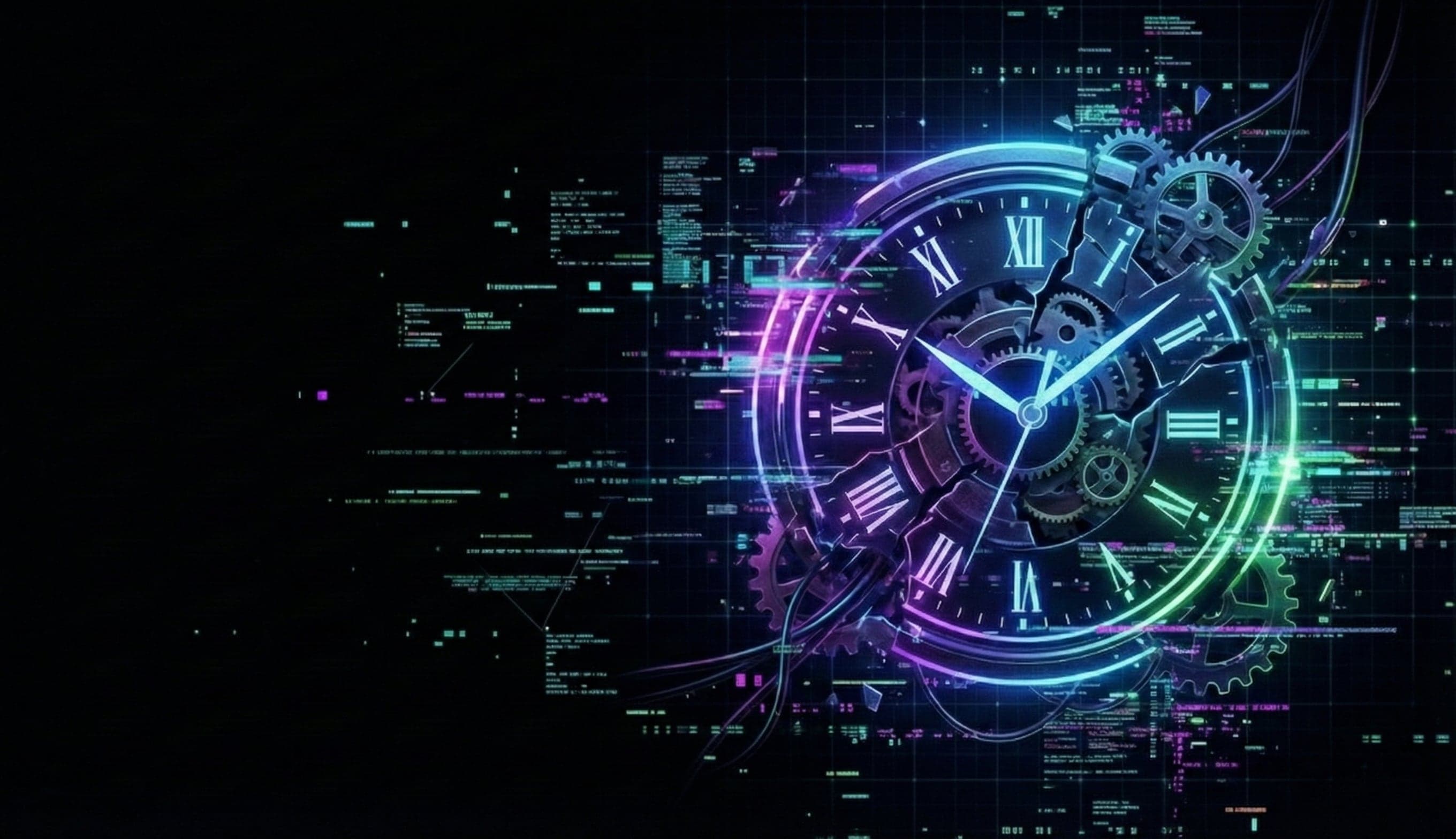 Surreal composite of a computer clock melting over a world map, symbolizing the disconnect between system time and physical location.